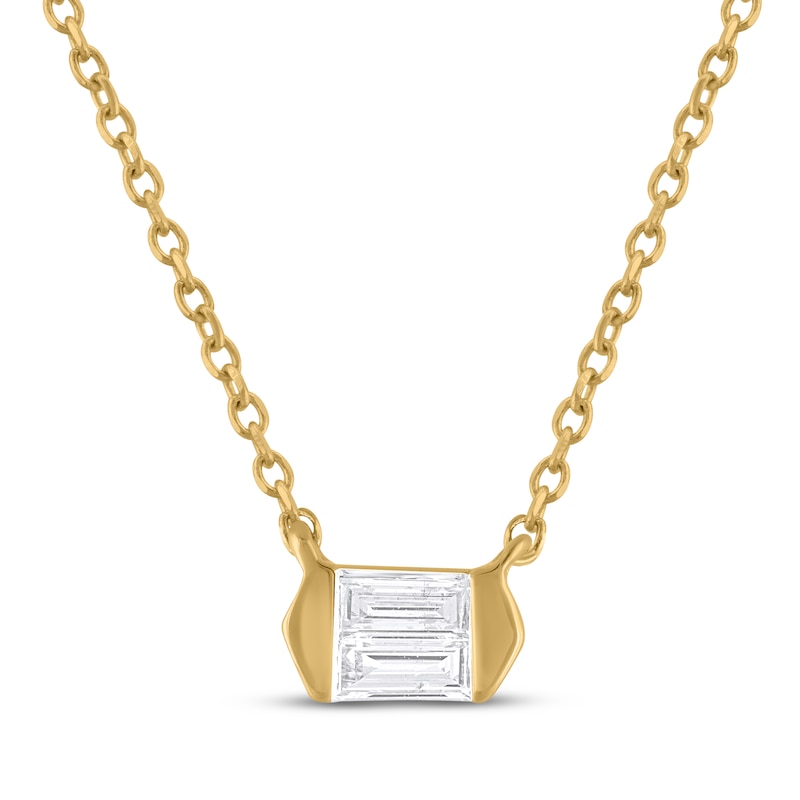 Main Image 1 of STUDIO BY KAY Baguette-Cut Multi-Diamond Necklace 1/10 ct tw 24K Yellow Gold Vermeil Sterling Silver 18"
