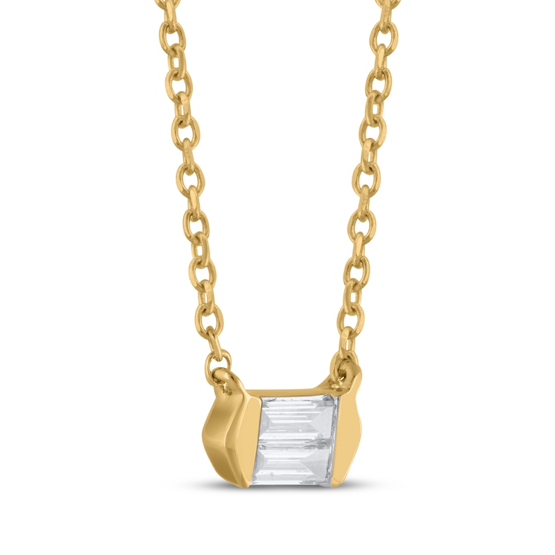 Main Image 2 of STUDIO BY KAY Baguette-Cut Multi-Diamond Necklace 1/10 ct tw 24K Yellow Gold Vermeil Sterling Silver 18"