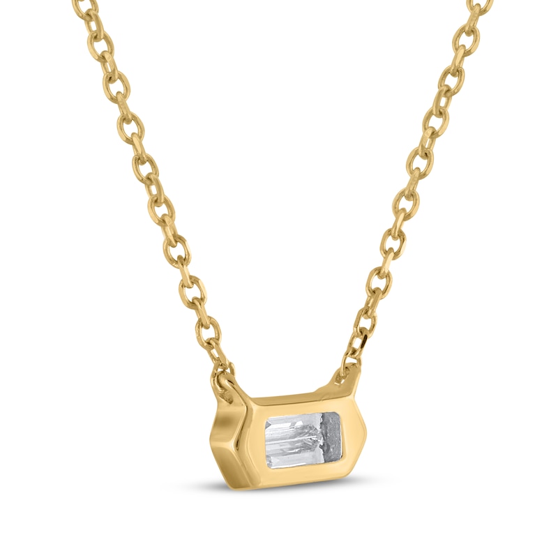 Main Image 3 of STUDIO BY KAY Baguette-Cut Multi-Diamond Necklace 1/10 ct tw 24K Yellow Gold Vermeil Sterling Silver 18"