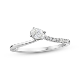 KAY Lab-Grown Diamonds Oval-Cut Curve Ring 1/4 ct tw 10K White Gold