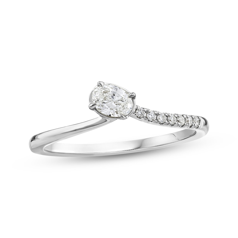 Main Image 1 of KAY Lab-Grown Diamonds Oval-Cut Curve Ring 1/4 ct tw 10K White Gold