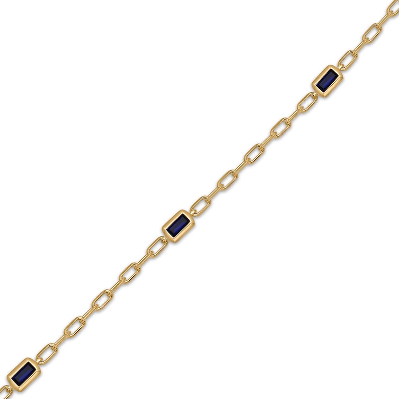 Main Image 2 of STUDIO BY KAY Baguette-Cut Blue Lab-Created Sapphire Station Bracelet 24K Yellow Gold Vermeil Sterling Silver 7.5"