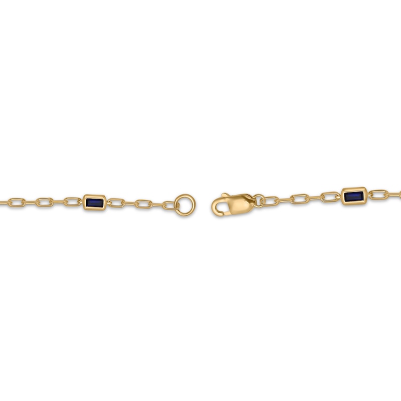 Main Image 3 of STUDIO BY KAY Baguette-Cut Blue Lab-Created Sapphire Station Bracelet 24K Yellow Gold Vermeil Sterling Silver 7.5"