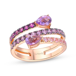 Le Vian Good Karma Pear-Shaped Amethyst & Pink Sapphire Ring 14K Strawberry Gold