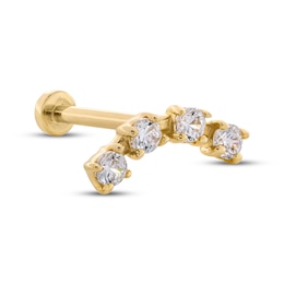 Cubic Zirconia Curved Cartilage Earring 14K Yellow Gold