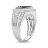 Thumbnail Image 2 of Men's Blue & White Multi-Diamond Rectangle Ring 1-1/4 ct tw Sterling Silver