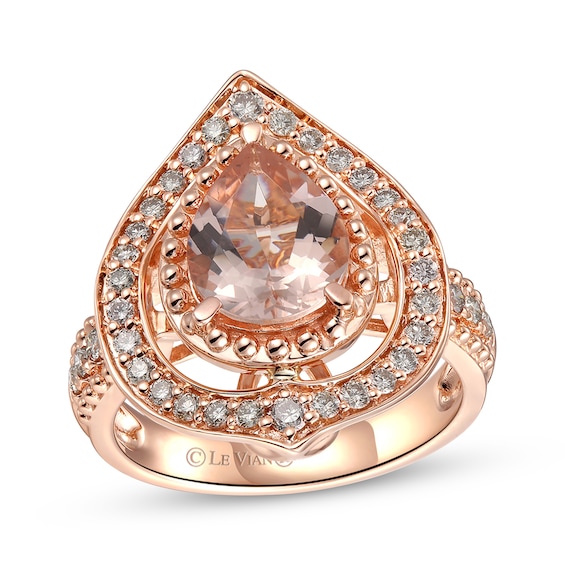 Le Vian Pear-Shaped Morganite Halo Ring 5/8 ct tw Diamonds 14K Strawberry Gold