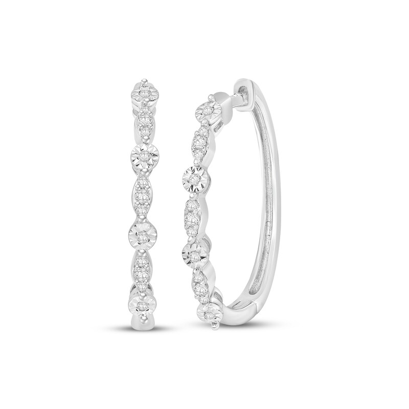 Main Image 1 of Diamond Hoop Earrings 1/8 ct tw Sterling Silver