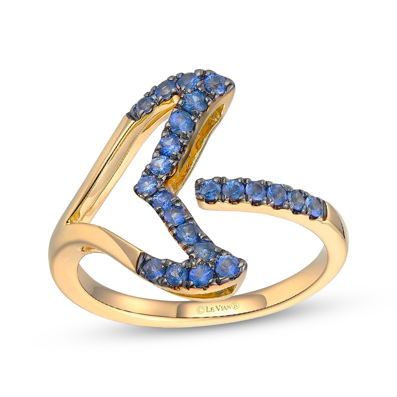 Main Image 1 of Le Vian Blue Sapphire Whale Tail Ring 14K Honey Gold