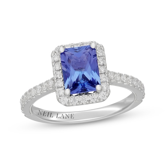 Neil Lane Emerald-Cut Tanzanite & Diamond Engagement Ring 1/2 ct tw 14K White Gold