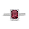Thumbnail Image 3 of Neil Lane Radiant-Cut Rhodolite Garnet & Diamond Halo Engagement Ring 1/2 ct tw 14K White Gold