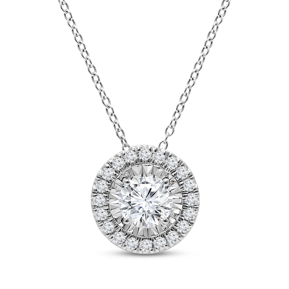 Radiant Reflections Diamond Halo Necklace 1/2 ct tw 10K White Gold (I/I2)