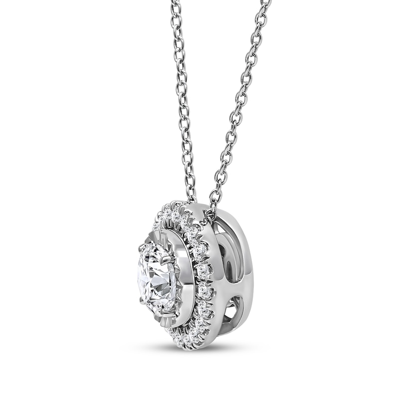 Main Image 2 of Radiant Reflections Diamond Halo Necklace 1/2 ct tw 10K White Gold (I/I2)