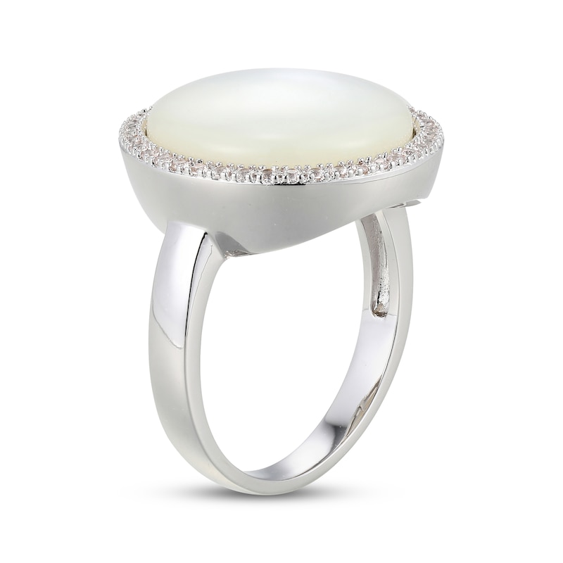Main Image 2 of STUDIO BY KAY Mother-of-Pearl & White Lab-Created Sapphire Halo Ring Sterling Silver
