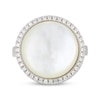 Thumbnail Image 3 of STUDIO BY KAY Mother-of-Pearl & White Lab-Created Sapphire Halo Ring Sterling Silver