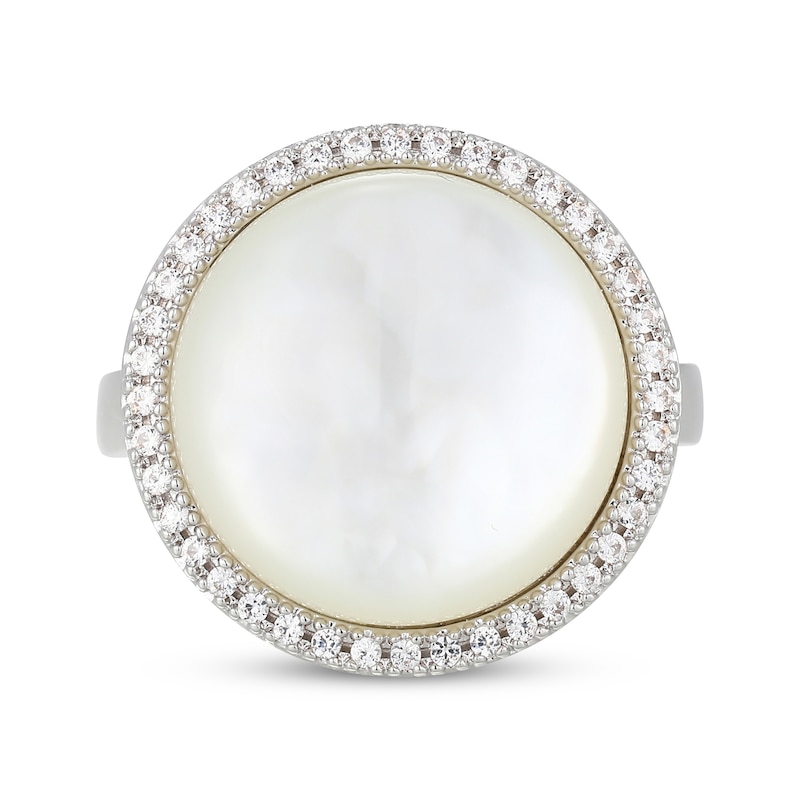 Main Image 3 of STUDIO BY KAY Mother-of-Pearl & White Lab-Created Sapphire Halo Ring Sterling Silver