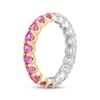 Thumbnail Image 2 of STUDIO BY KAY Pink & White Lab-Created Sapphire Half-and-Half Eternity Ring 24K Yellow Gold Vermeil Sterling Silver