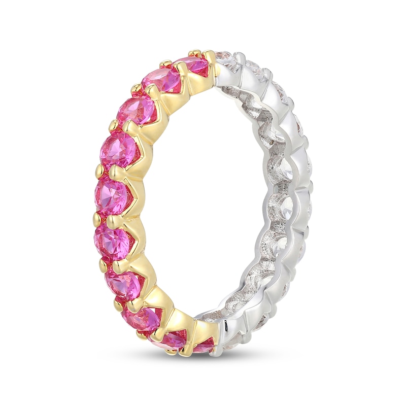 Main Image 2 of STUDIO BY KAY Pink & White Lab-Created Sapphire Half-and-Half Eternity Ring 24K Yellow Gold Vermeil Sterling Silver