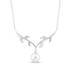 Thumbnail Image 1 of Cultured Pearl & White Lab-Created Sapphire Vine Necklace Sterling Silver 18"