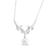 Thumbnail Image 2 of Cultured Pearl & White Lab-Created Sapphire Vine Necklace Sterling Silver 18"