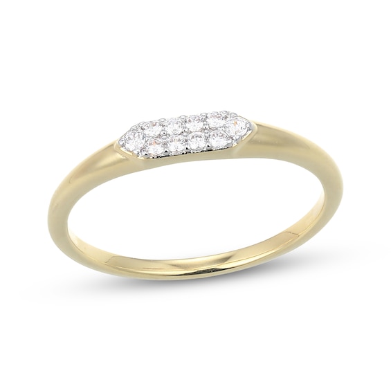 STUDIO BY KAY Lab-Grown Diamond Signet Ring 1/10 ct tw 24K Yellow Gold Vermeil Sterling Silver