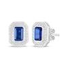 Thumbnail Image 1 of Octagon-Cut Blue Lab-Created Sapphire & White Lab-Created Sapphire Halo Stud Earrings Sterling Silver