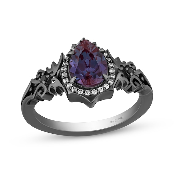Disney Treasures The Nightmare Before Christmas Lab-Created Alexandrite & Diamond Ring 1/8 ct tw Black Rhodium-Plated Sterling Silver