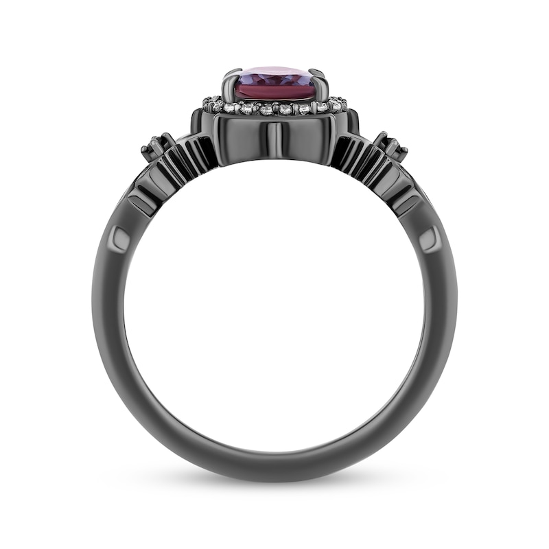 Main Image 3 of Disney Treasures The Nightmare Before Christmas Lab-Created Alexandrite & Diamond Ring 1/8 ct tw Black Rhodium-Plated Sterling Silver