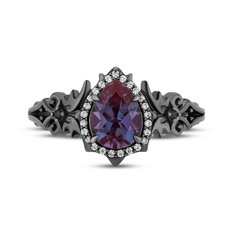 Main Image 4 of Disney Treasures The Nightmare Before Christmas Lab-Created Alexandrite & Diamond Ring 1/8 ct tw Black Rhodium-Plated Sterling Silver