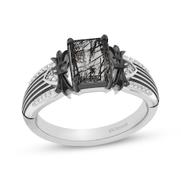 Disney Treasures The Nightmare Before Christmas Octagon-Cut Black Quartz & Diamond Ring 1/20 ct tw Sterling Silver