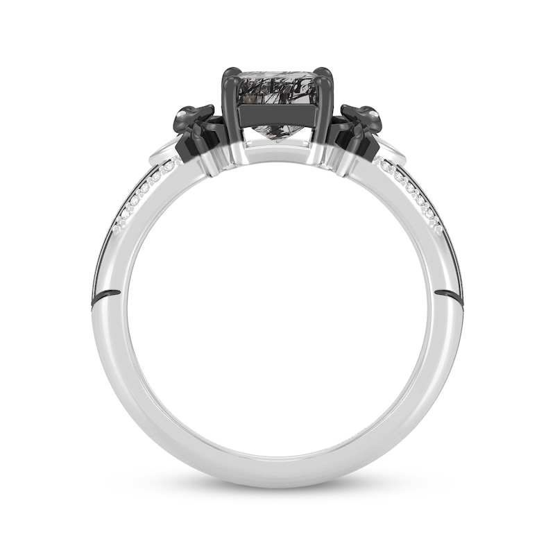 Main Image 3 of Disney Treasures The Nightmare Before Christmas Octagon-Cut Black Quartz & Diamond Ring 1/20 ct tw Sterling Silver