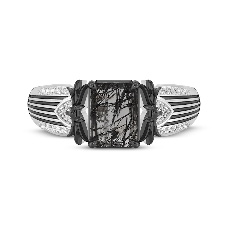 Main Image 4 of Disney Treasures The Nightmare Before Christmas Octagon-Cut Black Quartz & Diamond Ring 1/20 ct tw Sterling Silver