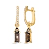 Thumbnail Image 1 of Le Vian Baguette-Cut Chocolate Quartz Dangle Hoop Earrings 1/5 ct tw ct tw Diamonds 14K Honey Gold