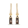 Thumbnail Image 2 of Le Vian Baguette-Cut Chocolate Quartz Dangle Hoop Earrings 1/5 ct tw ct tw Diamonds 14K Honey Gold