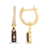 Thumbnail Image 3 of Le Vian Baguette-Cut Chocolate Quartz Dangle Hoop Earrings 1/5 ct tw ct tw Diamonds 14K Honey Gold