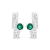 Thumbnail Image 2 of Lab-Created Emerald & White Lab-Created Sapphire Bypass Hoop Earrings Sterling Silver