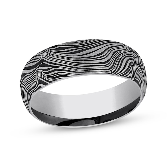 Now + Forever Men's Mokumé Gane-Look Wedding Band Tungsten Carbide 8mm