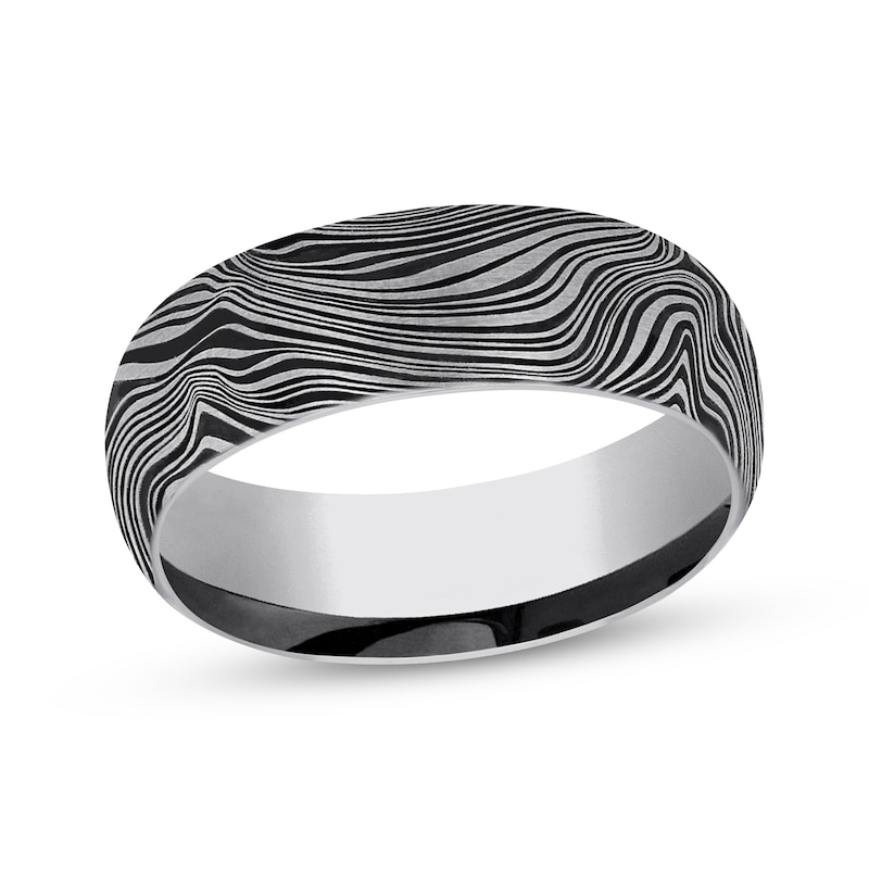 Main Image 1 of Now + Forever Men's Mokumé Gane-Look Wedding Band Tungsten Carbide 8mm