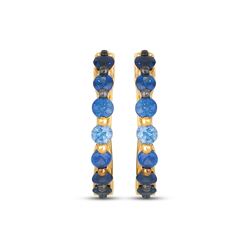 Main Image 2 of Le Vian Denim Ombré Sapphire Hoop Earrings 14K Honey Gold