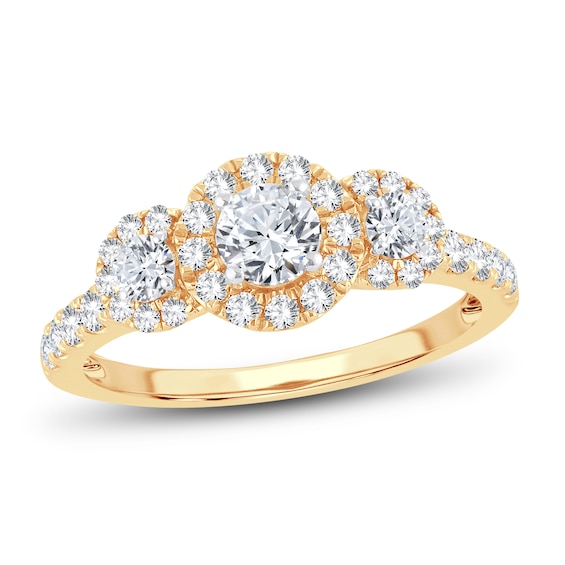 Memories Moments Magic 3-Stone Diamond Engagement Ring 1 ct tw Round-cut 14K Yellow Gold