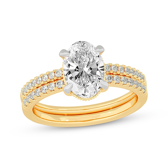 Now + Forever Lab-Grown Diamonds Oval-Cut Bridal Set 2-3/8 ct tw 14K Yellow Gold