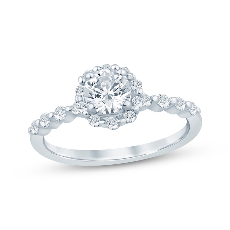 Main Image 1 of Now + Forever Lab-Grown Diamonds Round-Cut Halo Engagement Ring 1 ct tw 14K White Gold