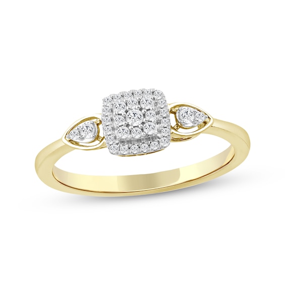 Multi-Diamond Cushion-Shaped Promise Ring 1/6 ct tw 10K Yellow Gold