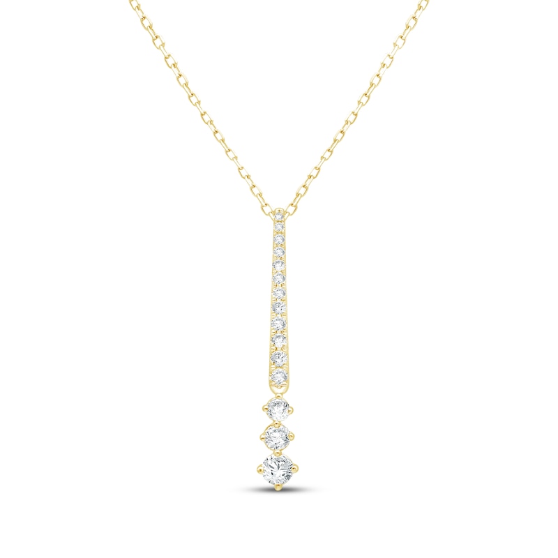 Main Image 1 of KAY Lab-Grown Diamonds Diamond Graduated Drop Necklace 1/2 ct tw 14K Yellow Gold 18"