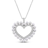 Thumbnail Image 1 of Cultured Pearl & White Lab-Created Sapphire Heart Necklace Sterling Silver 18"