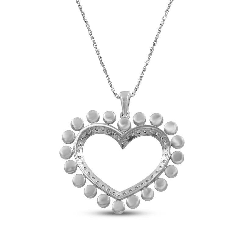 Main Image 3 of Cultured Pearl & White Lab-Created Sapphire Heart Necklace Sterling Silver 18"