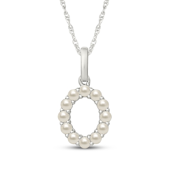 Cultured Pearl Letter O Necklace Sterling Silver 18"