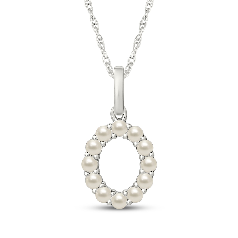 Main Image 1 of Cultured Pearl Letter O Necklace Sterling Silver 18"