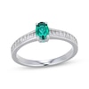 Thumbnail Image 1 of Oval-Cut Lab-Created Emerald & White Lab-Created Sapphire Ring Sterling Silver