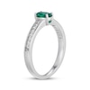 Thumbnail Image 2 of Oval-Cut Lab-Created Emerald & White Lab-Created Sapphire Ring Sterling Silver
